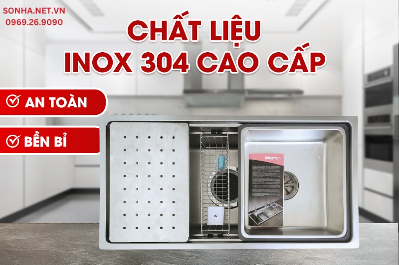 Chậu rửa b&aacute;t M7644 được l&agrave;m từ inox 304 cao cấp