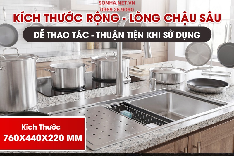 K&iacute;ch thước rộng r&atilde;i, l&ograve;ng chậu s&acirc;u dễ sử dụng, thao t&aacute;c