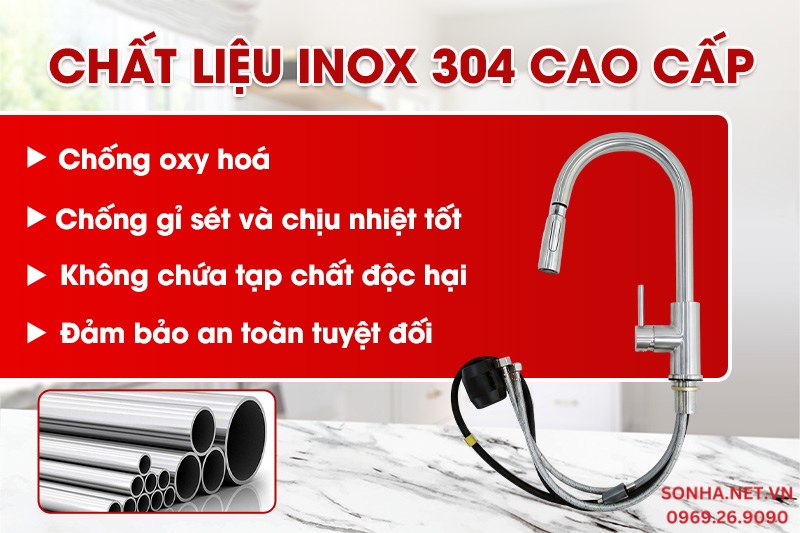 V&ograve;i rửa b&aacute;t n&oacute;ng lạnh MT378-1B được l&agrave;m từ inox 304 cao cấp