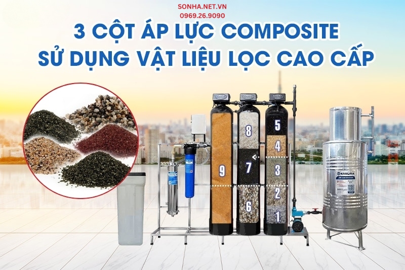 Lọc tổng 3 cột c&oacute; m&agrave;ng UF Sakura SKGKUF313MC sử dụng vật liệu lọc cao cấp