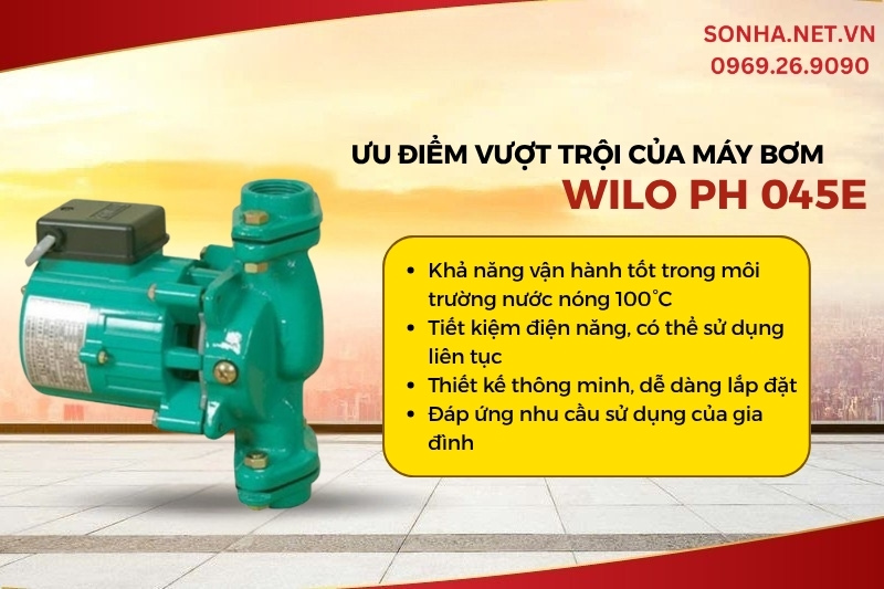 Ưu điểm vượt trội của m&aacute;y bơm hồi nước n&oacute;ng Wilo PH 045E (40W)