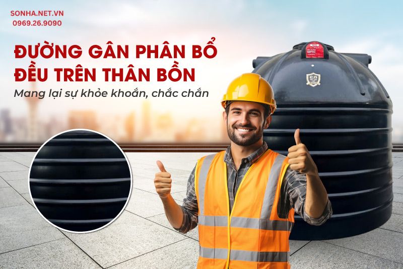 Bồn tự hoại septic SHG có thiết kế gân xung quanh chắc chắn