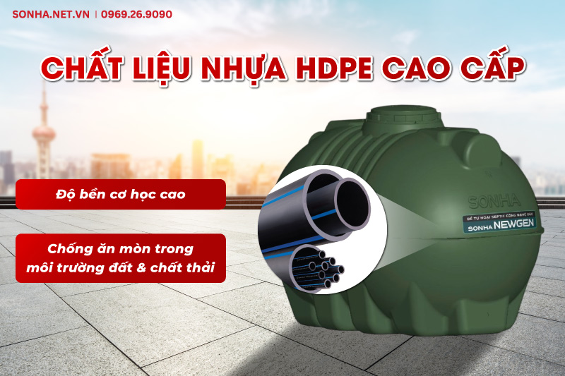 Bể phốt STDNN1000 được làm từ nhựa HDPE cao cấp
