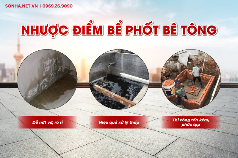 Nhược điểm bể phốt bê tông truyền thống