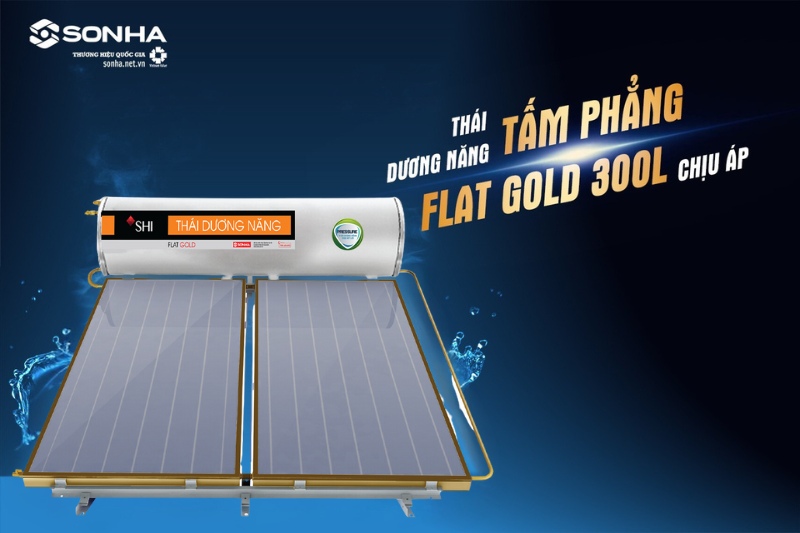 Si&ecirc;u phẩm th&aacute;i dương năng tấm phẳng Flat Gold 300L Chịu &aacute;p