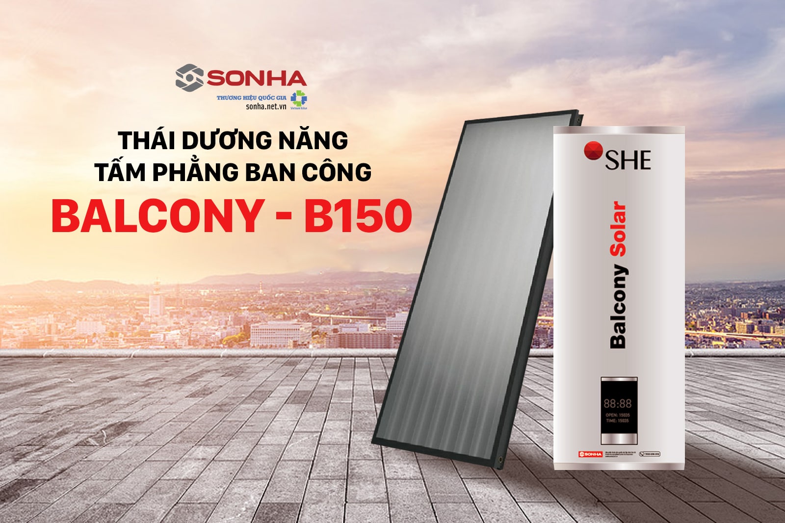 Th&aacute;i dương năng tấm phẳng Ban c&ocirc;ng Balcony - B150