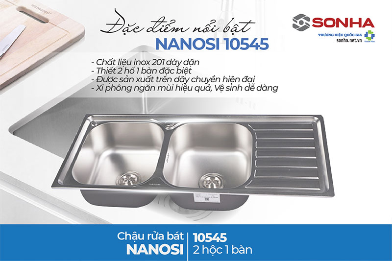 Ưu điểm chậu rửa b&aacute;t inox Nanosi 10545