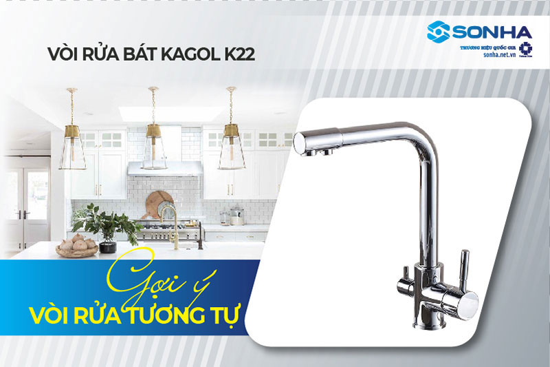 Bồn rửa ch&eacute;n inox 2 ngăn Nanosi 7843C v&agrave; v&ograve;i Kagol K22