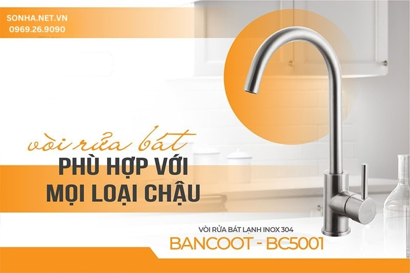 V&ograve;i rửa ch&eacute;n Bancoot BC5001 ph&ugrave; hợp với mọi loại chậu