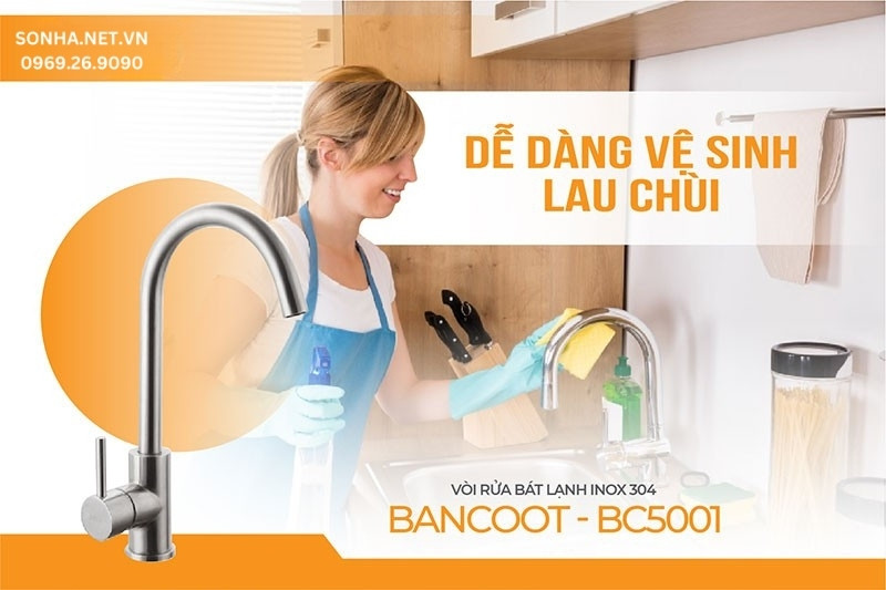 V&ograve;i rửa b&aacute;t Bancoot BC 5001 dễ d&agrave;ng vệ sinh, lau ch&ugrave;i
