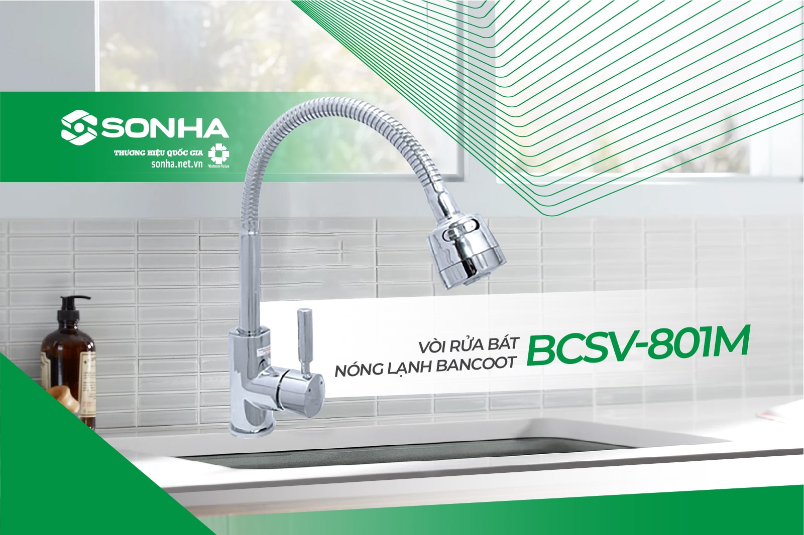 V&ograve;i rửa b&aacute;t n&oacute;ng lạnh BANCOOT BCSV-801M
