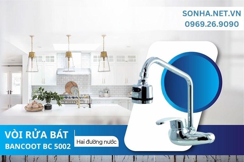 Si&ecirc;u phẩm v&ograve;i rửa b&aacute;t 2 đường nước n&oacute;ng lạnh Bancoot BC 5002