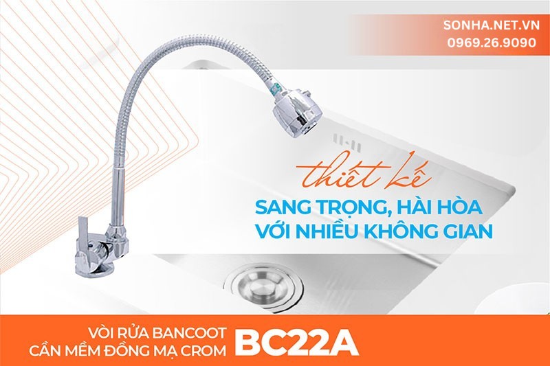 V&ograve;i nước rửa ch&eacute;n Bancoot BC22A ph&ugrave; hợp lắp nhiều kh&ocirc;ng gian