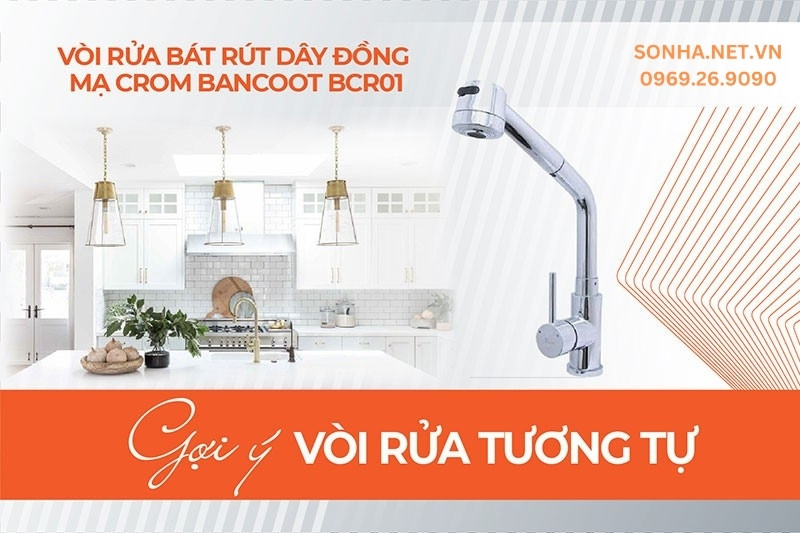 V&ograve;i nước rửa b&aacute;t Bancoot BCR01 d&acirc;y r&uacute;t tiện lợi, sang trọng mọi căn bếp