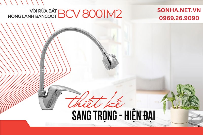V&ograve;i rửa b&aacute;t n&oacute;ng lạnh Bancoot BCV 8001M2 thiết kế sang trọng