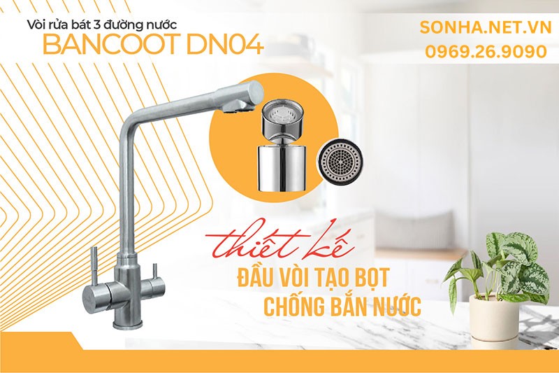 Đầu v&ograve;i Bancoot DN04 thiết kế tạo bọt, chống bắn nước hiệu quả