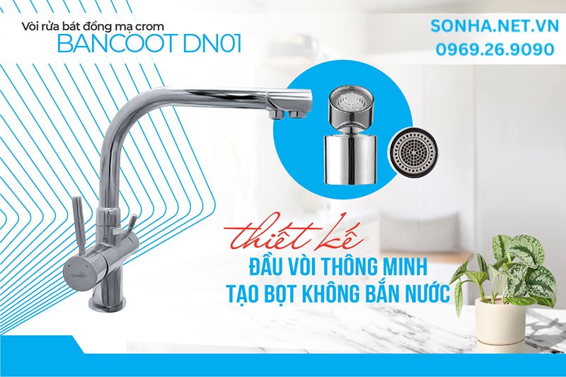 Đầu v&ograve;i rửa b&aacute;t Bancoot DN01 thiết kế th&ocirc;ng minh khi sử dụng