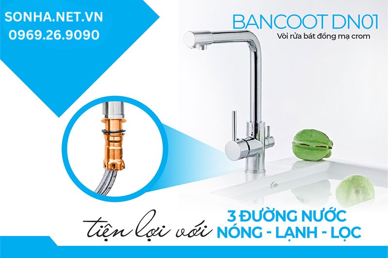 V&ograve;i chậu rửa Bancoot DN01 linh hoạt sử dụng với chế độ 3 đường nước