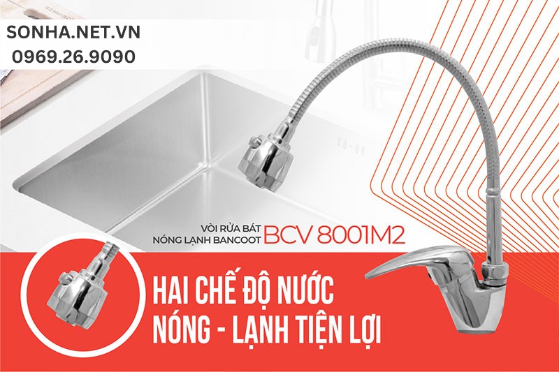 Vòi chậu rửa bát Bancoot BCV 8001M2 2 chế độ nước tiện lợi