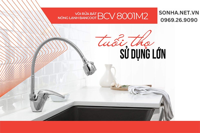 Vòi chậu rửa Bancoot BCV 8001M2 sử dụng đến 160.000 lần