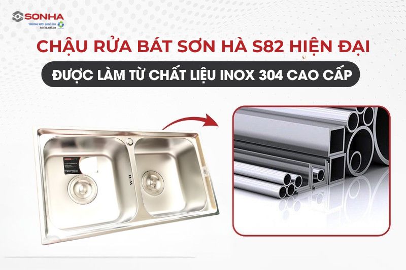 Chậu rửa b&aacute;t S82 được l&agrave;m từ inox 304 cao cấp
