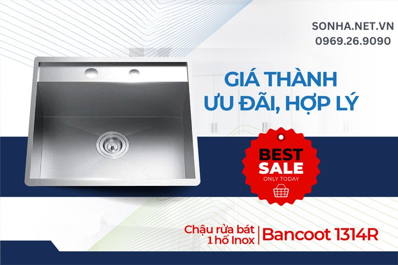 Bồn rửa ch&eacute;n 1 ngăn Bancoot 1314R gi&aacute; hợp l&yacute; tại 8kbet8kb.com