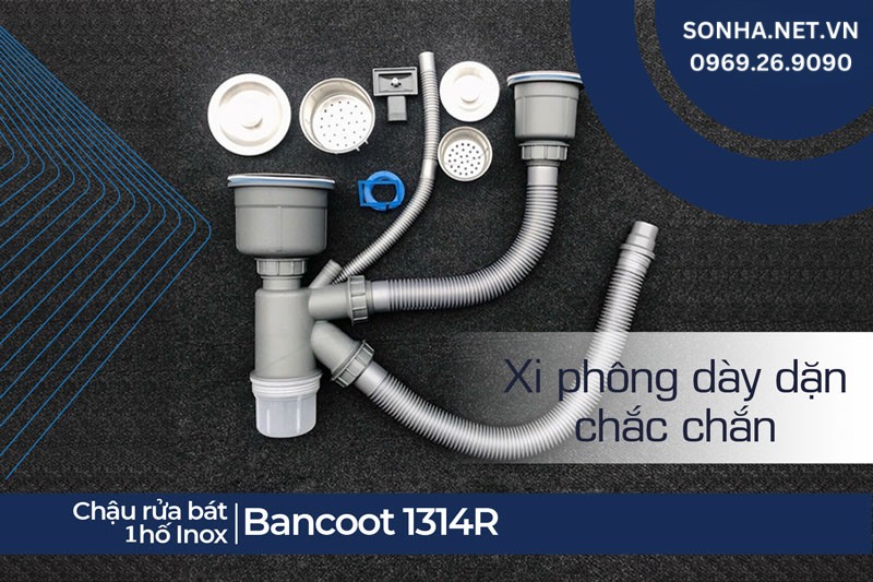Xi ph&ocirc;ng chậu 1 hố Bancoot 1314R tho&aacute;t nước, chống m&ugrave;i cực tốt