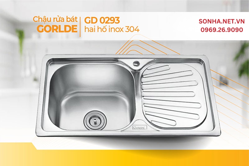 Chậu rửa inox Gorlde GD 0293 đơn giản, hiện đại, gi&aacute; hợp l&yacute;