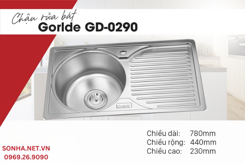 K&iacute;ch thước chậu rửa b&aacute;t Gorlde GD-0290