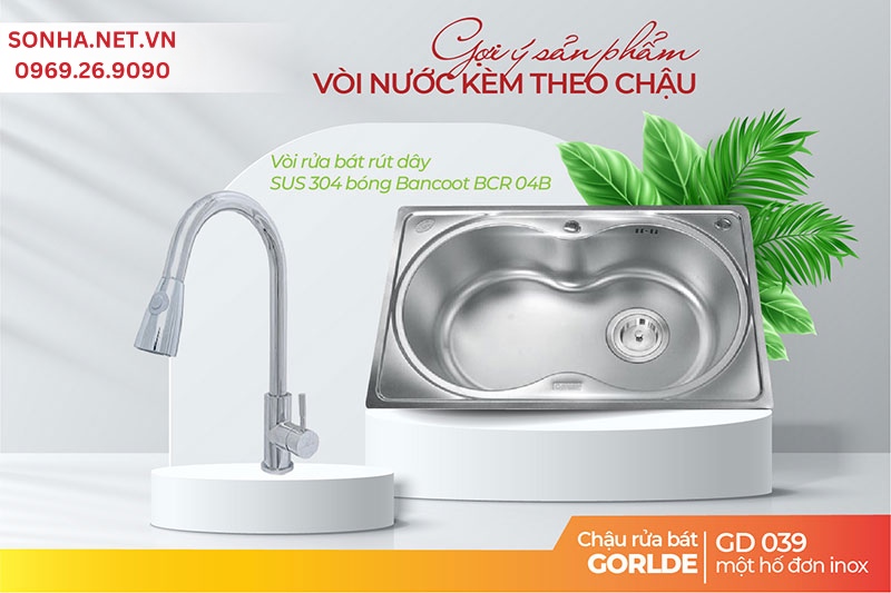 Chậu Gorlde GD 039 ph&ugrave; hợp lắp với v&ograve;i Bancoot BCR 04B