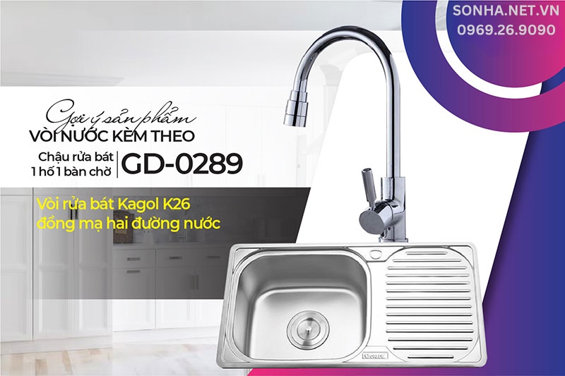 Sắm ngay chậu Gorlde GD-0289 và vòi Kagol K26 nâng cao tiện nghi căn bếp