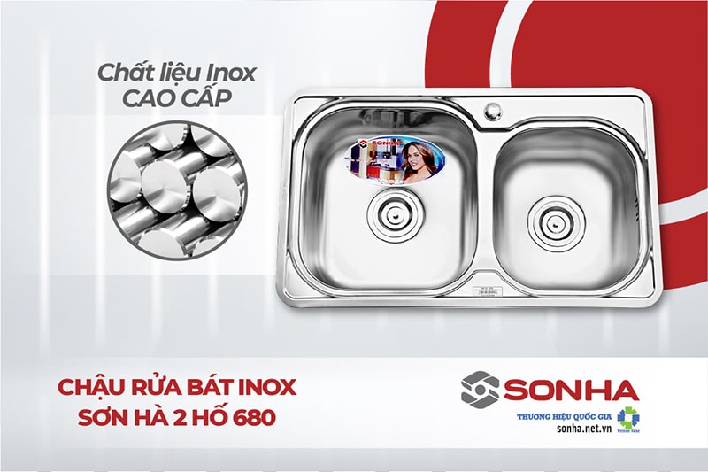 Chậu rửa b&aacute;t 2 hố Trang Chủ Game Trực Tuyến Cổng Game 8kbet.com 680 l&agrave;m từ chất liệu inox 201