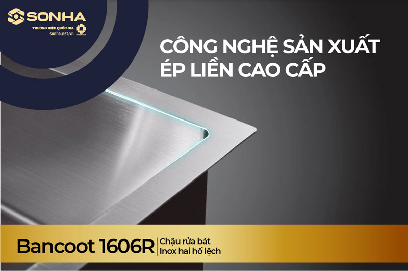 Chậu rửa b&aacute;t Bancoot 1606R c&ocirc;ng nghệ sản xuất &eacute;p liền cao cấp