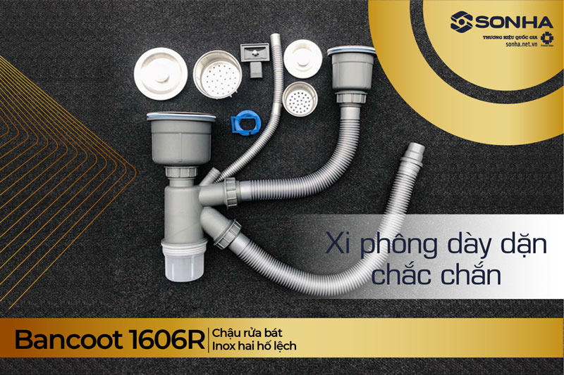 Xi ph&ocirc;ng bồn rửa ch&eacute;n inox 304 Bancoot 1606R d&agrave;y