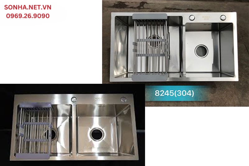 H&igrave;nh ảnh thực tế chậu rửa b&aacute;t đ&ocirc;i Cielo CE 8245C