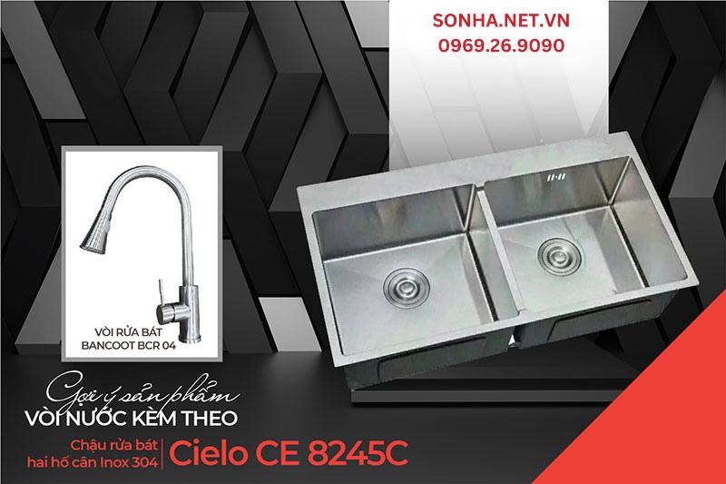 V&ograve;i BCR04 v&agrave; chậu Cielo CE 8245C - Bộ đ&ocirc;i ho&agrave;n hảo trong căn bếp Việt