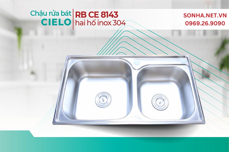 Chậu rửa b&aacute;t đ&ocirc;i Cielo CE 8143 hiện đại, gi&aacute; hợp l&yacute;