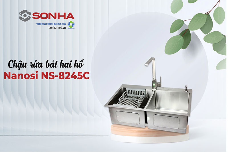 Chậu rửa b&aacute;t 2 hố Nanosi NS-8245C