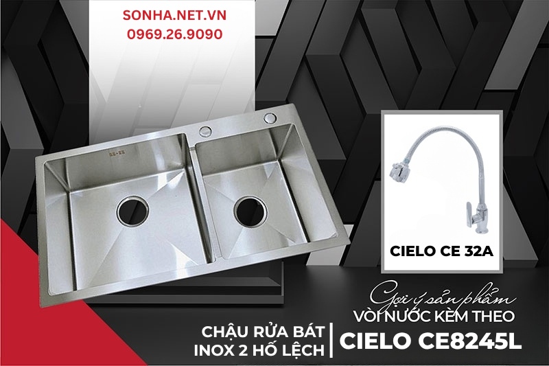 Gợi &yacute; combo chậu rửa b&aacute;t Cielo CE8245L v&agrave; v&ograve;i rửa b&aacute;t CE 32A