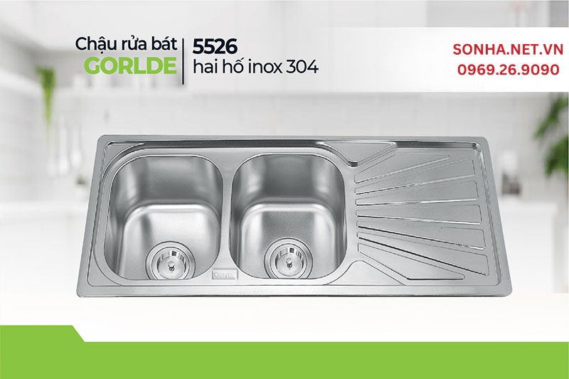 Chậu rửa bát inox Gorlde GD-5526 đơn giản, hiện đại, tiện lợi