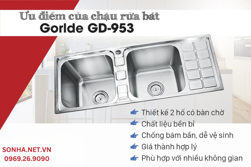 Ưu điểm chậu rửa b&aacute;t Gorlde GD-953