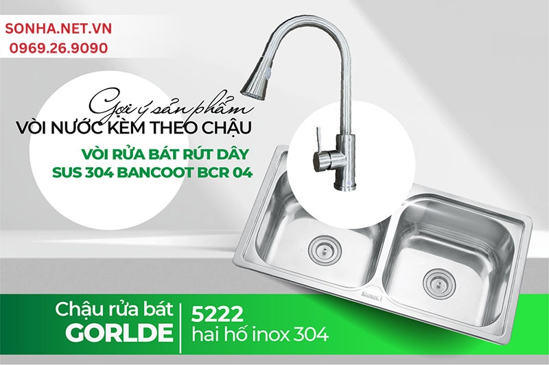 Tiện nghi sử dụng lắp chậu Gorlde GD 5222 v&agrave; v&ograve;i Bancoot BCR 04