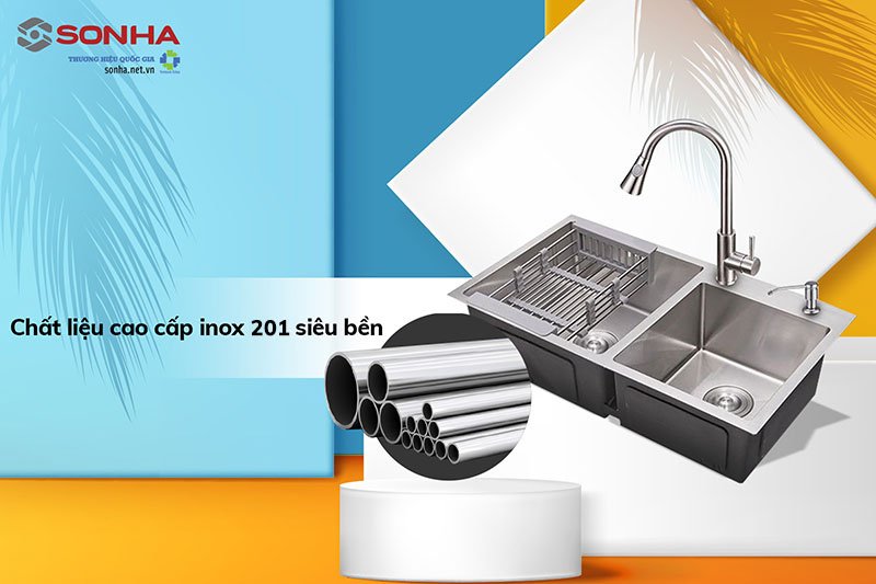 Chậu Nanosi Ns-7843L rất bền do l&agrave;m từ inox 201