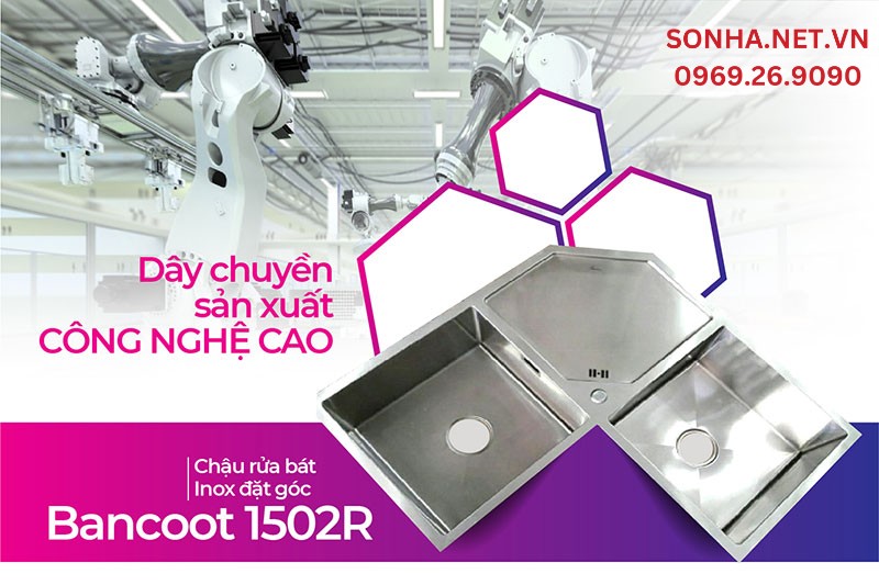 Chậu Bancoot 1502R được &aacute;p dụng c&ocirc;ng nghệ &eacute;p liền kh&ocirc;ng h&agrave;n m&agrave;i
