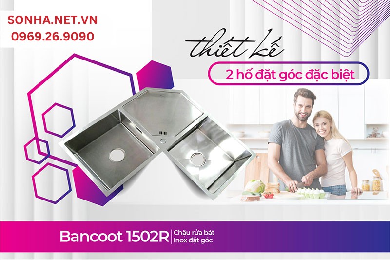 Chậu rửa Bancoot 1502R thiết kế 2 g&oacute;c đặc biệt