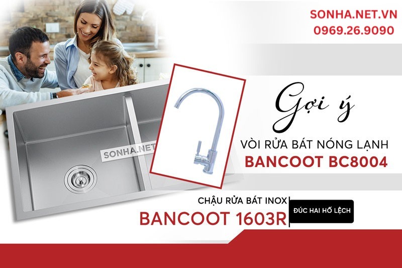 Bộ đ&ocirc;i chậu v&ograve;i Bancoot 1603R v&agrave; BC8004 tối ưu c&ocirc;ng năng sử dụng