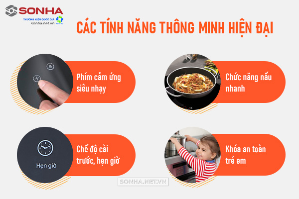 T&iacute;nh năng th&ocirc;ng minh t&iacute;ch hợp trong b&ecirc;́p điện từ đ&ocirc;i Sơn Hà SHK-8221