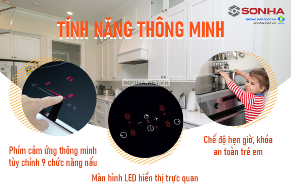 T&iacute;nh năng th&ocirc;ng minh t&iacute;ch hợp trong b&ecirc;́p điện từ đ&ocirc;i Sơn Hà SHK-8125