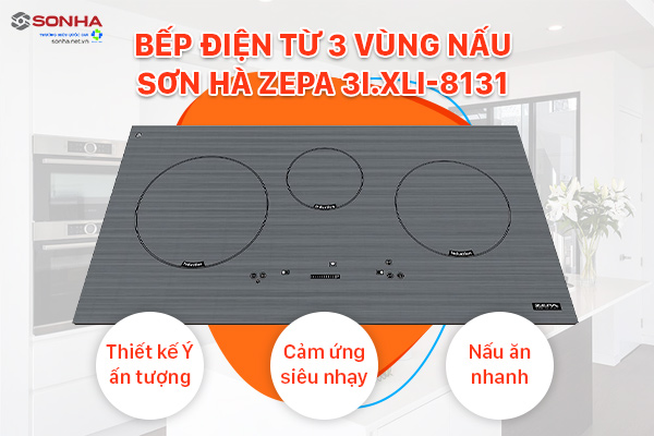 Bếp điện từ 3 vùng nấu Sơn Hà ZEPA 3I.XLI-8131
