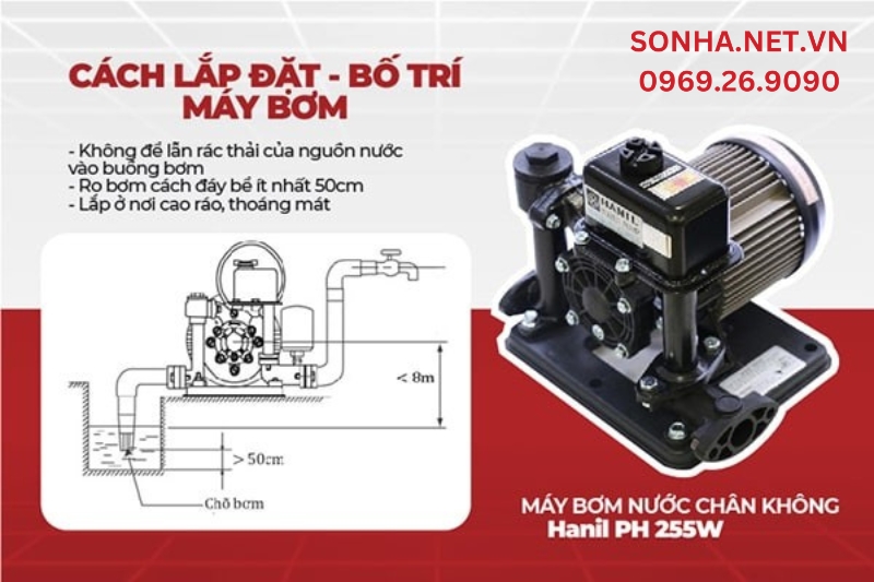 Những lưu &yacute; cần biết khi lắp đặt m&aacute;y bơm Hanil PH 255w